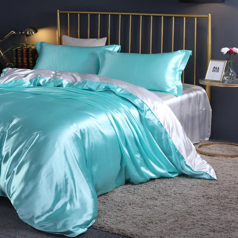 DecorBites™ Luxury Silk Bedding Set for King, Queen, Twin