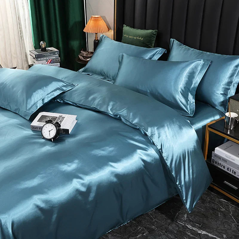 DecorBites™ Luxury Silk Bedding Set for King, Queen, Twin