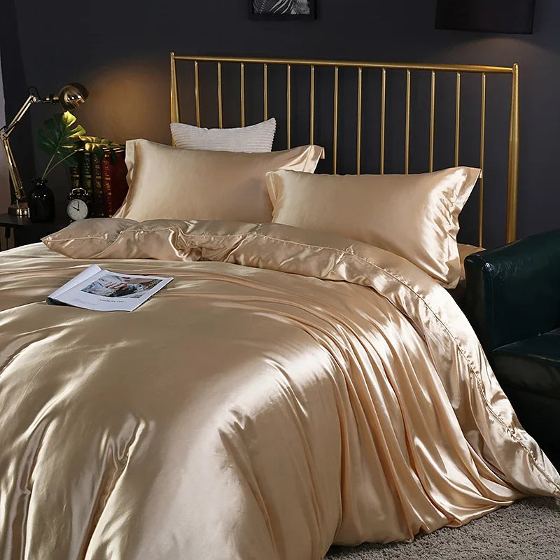 DecorBites™ Luxury Silk Bedding Set for King, Queen, Twin