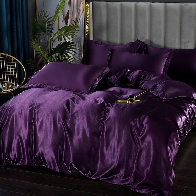 DecorBites™ Luxury Silk Bedding Set - Solid Color