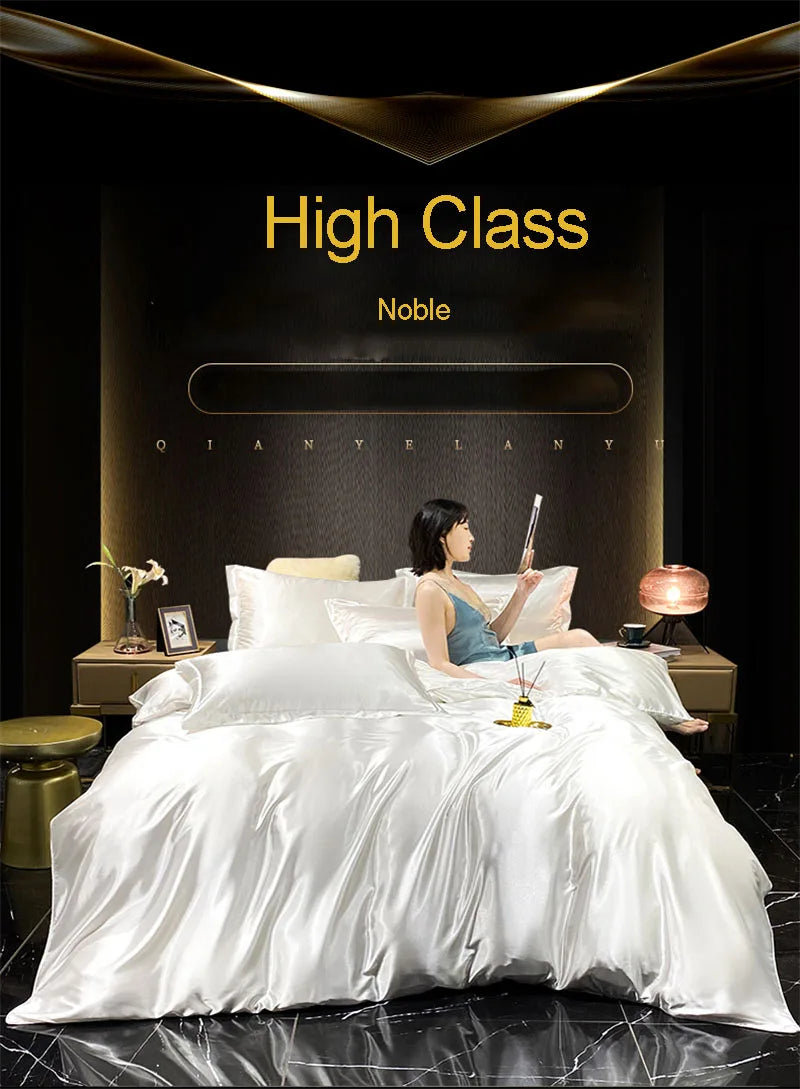 DecorBites™ Luxury Silk Bedding Set with Sheets