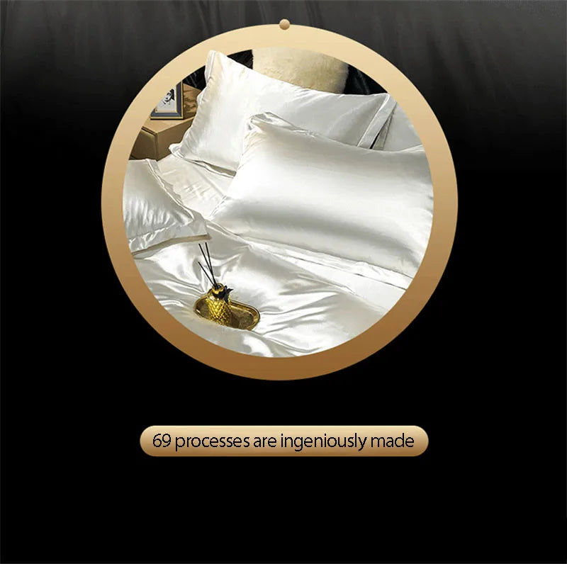 DecorBites™ Luxury Silk Bedding Set with Sheets, King/Queen Size
