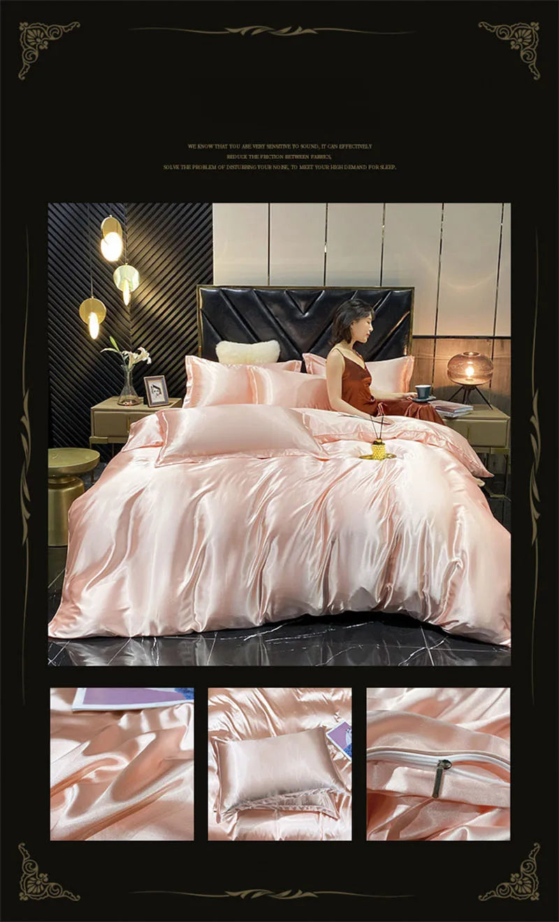 DecorBites™ Luxury Silk Bedding Set with Sheets, King/Queen Size
