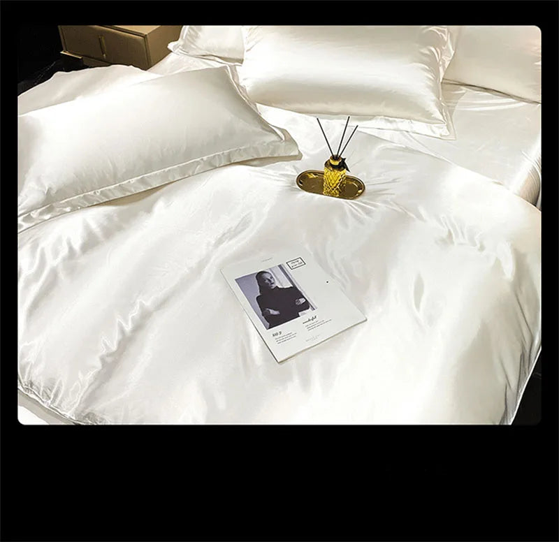 DecorBites™ Luxury Silk Bedding Set with Sheets - Queen/King Size