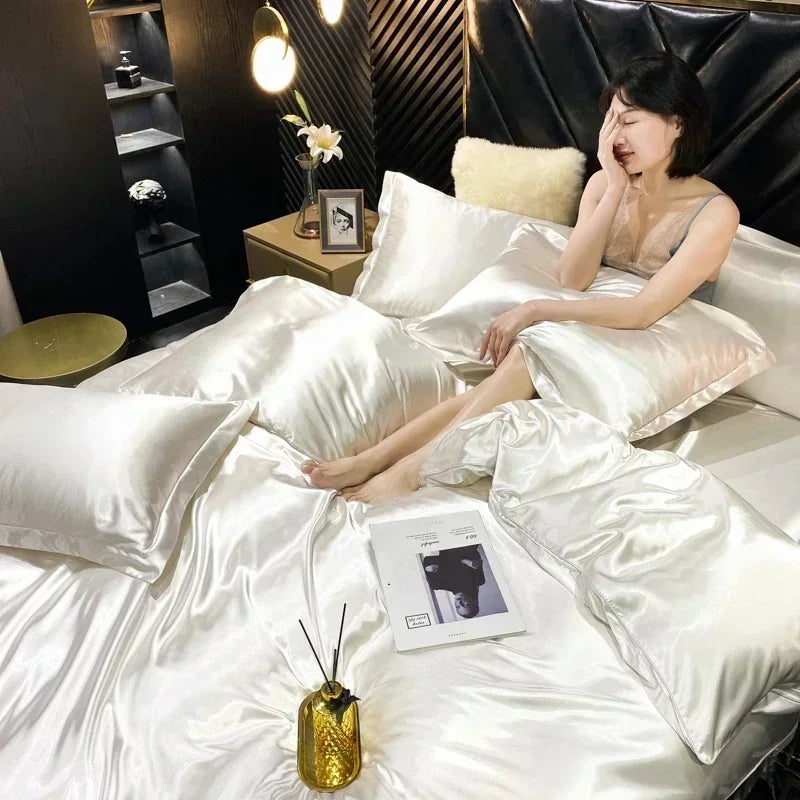 DecorBites™ Luxury Silk Bedding Set with Sheets, Queen & King Sizes