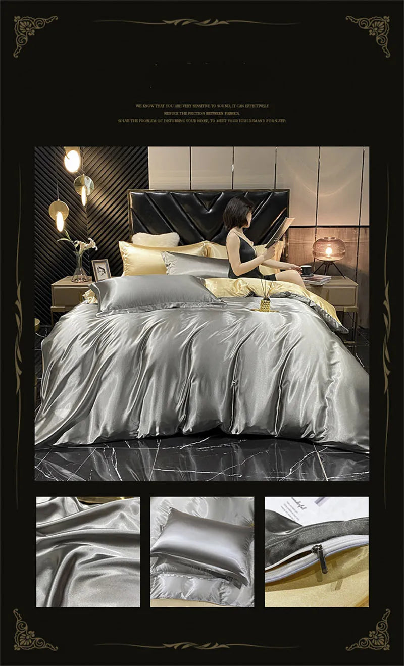 DecorBites™ Luxury Silk Bedding Set with Sheets, Queen & King Sizes