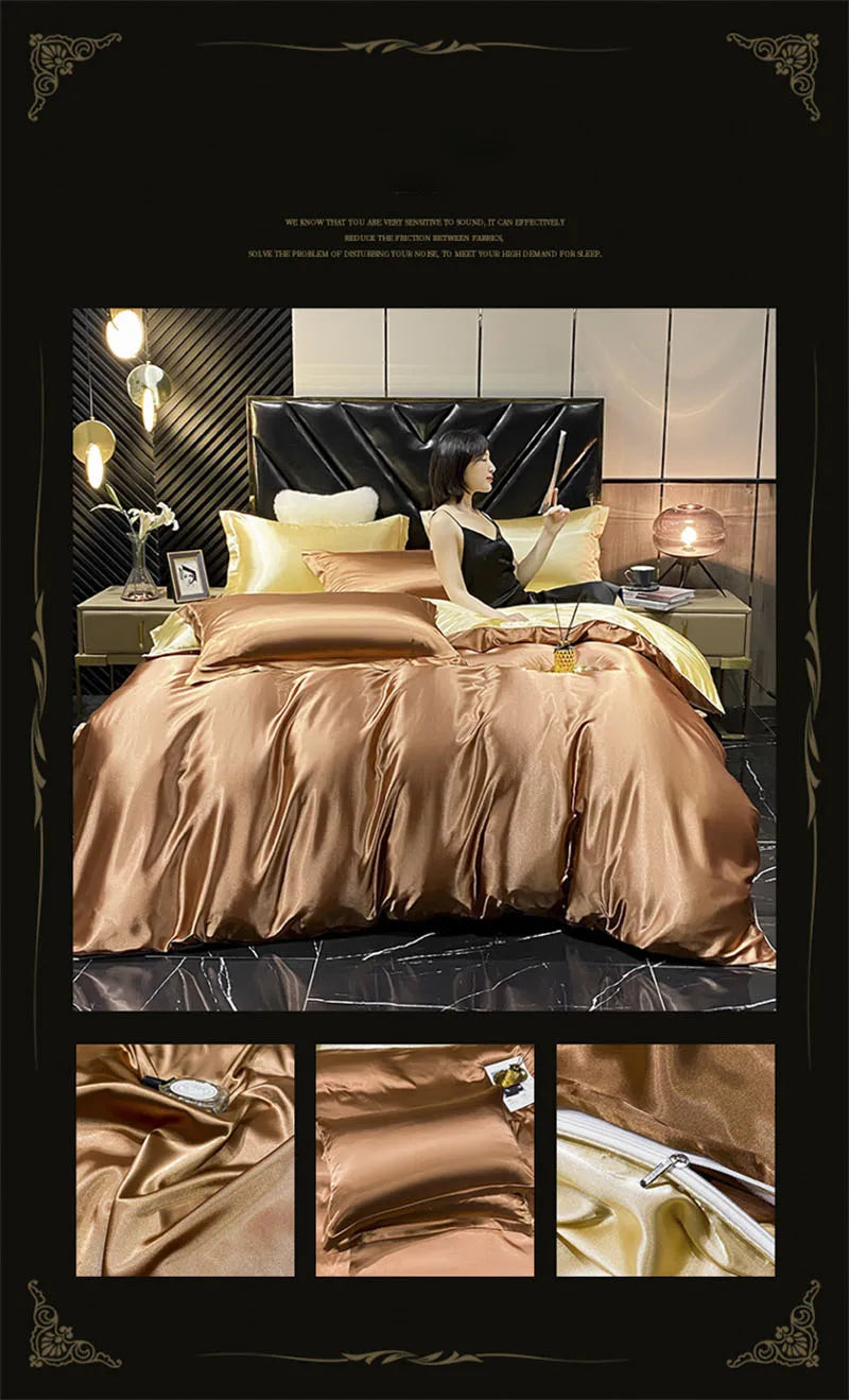 DecorBites™ Luxury Silk Bedding Set with Sheets, Queen & King Sizes