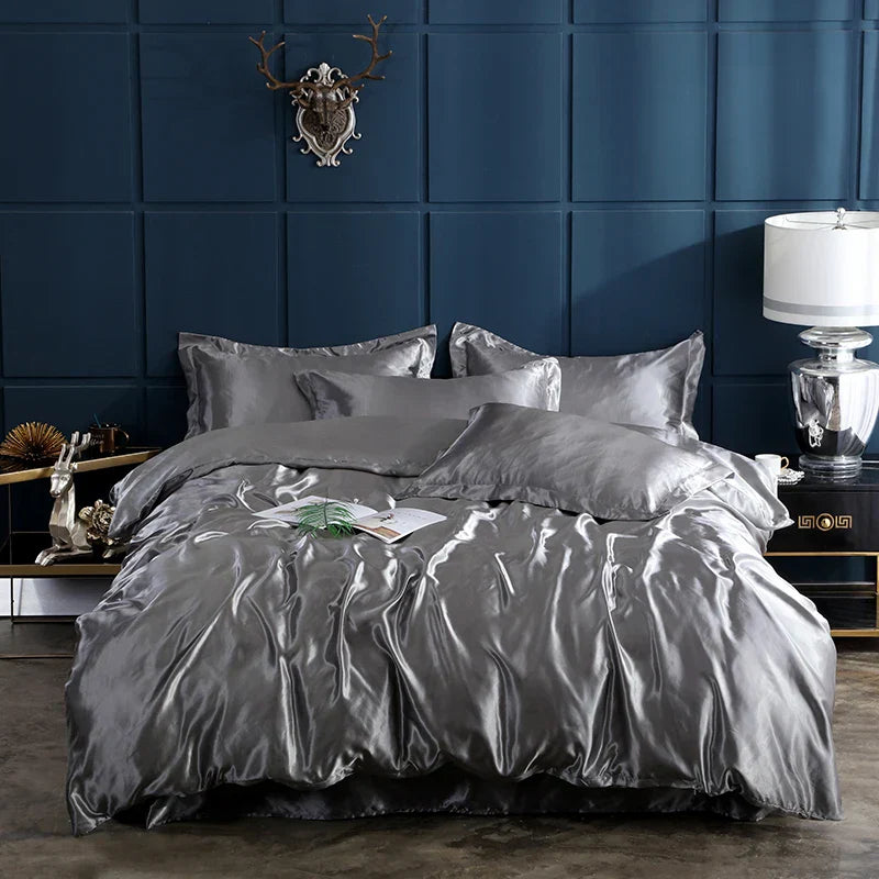 DecorBites™ Luxury Solid Color Satin Bedding Set - Twin/Queen/King