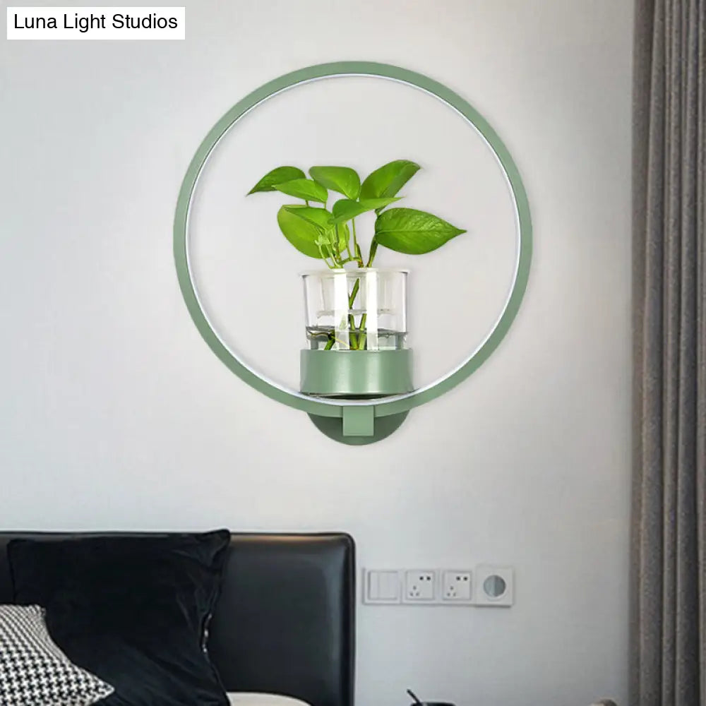 DecorBites™ Macaron Metal LED Wall Sconce with Plant Pot for Bedroom - Grey/Yellow/Blue