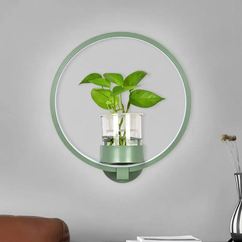 DecorBites™ Macaron Metal LED Wall Sconce with Plant Pot for Bedroom - Grey/Yellow/Blue