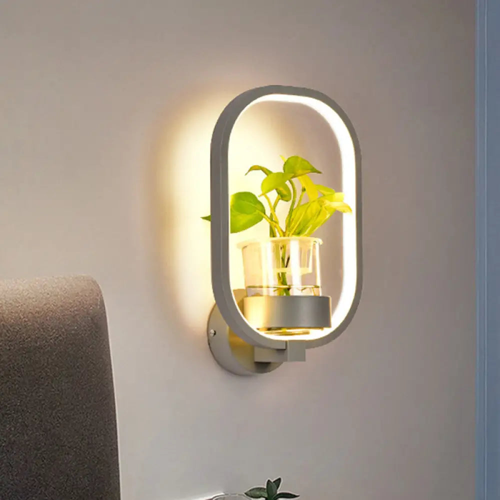 DecorBites™ Macaron Metal LED Wall Sconce with Plant Pot for Bedroom - Grey/Yellow/Blue