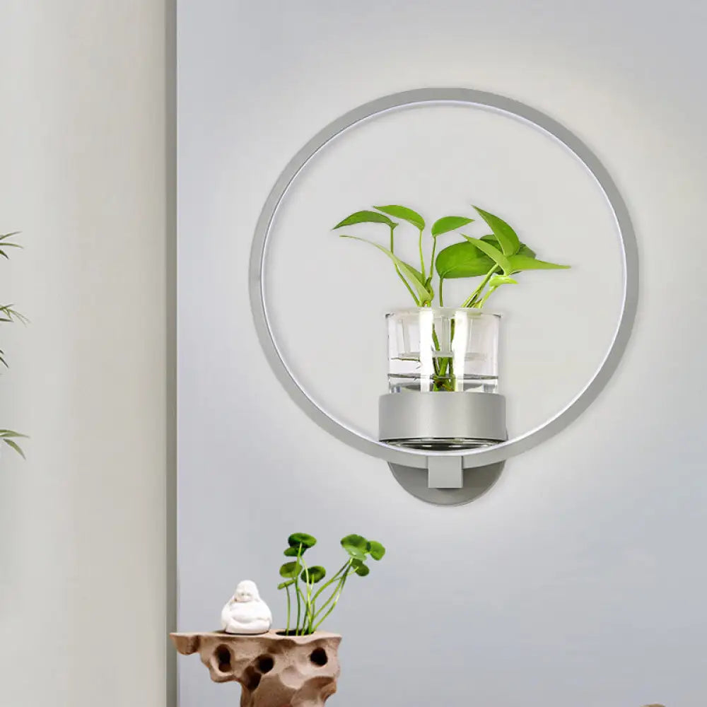 DecorBites™ Macaron Metal LED Wall Sconce with Plant Pot for Bedroom - Grey/Yellow/Blue