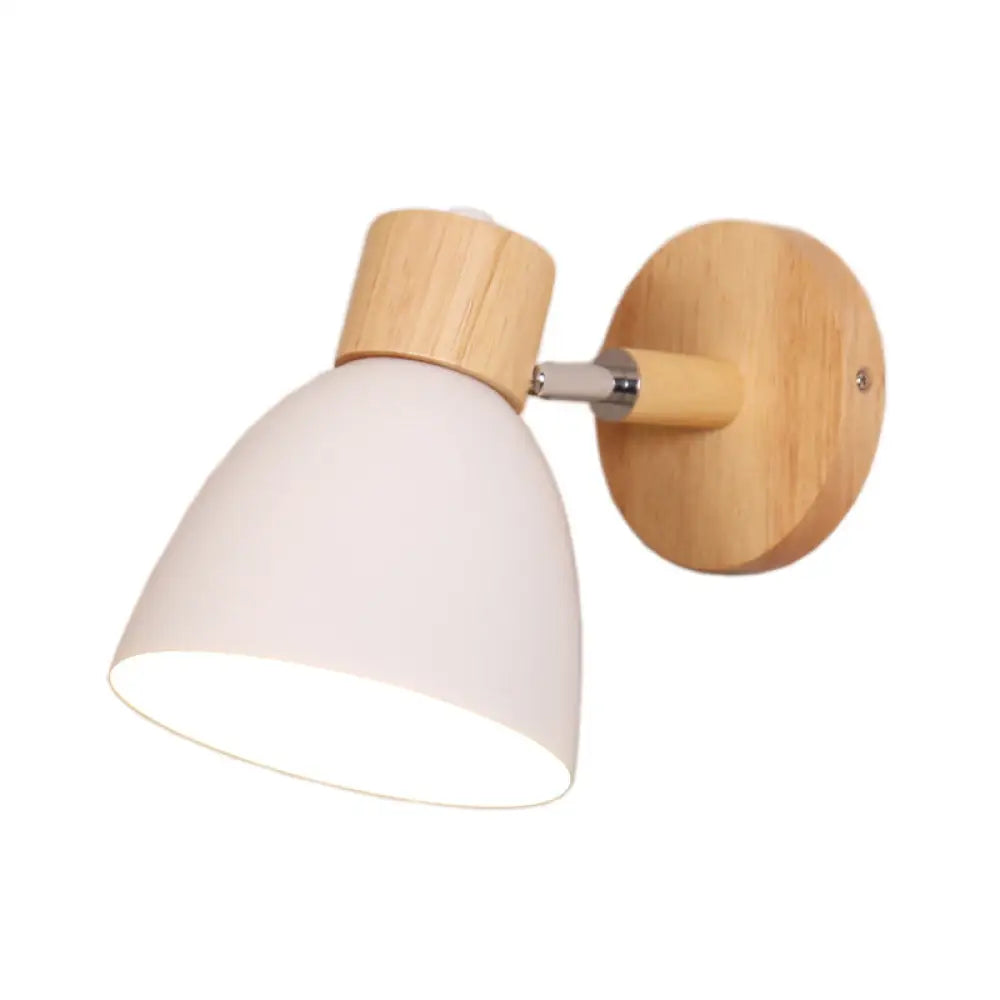DecorBites™ Macaron Wood Wall Mounted Lamp with Dome Aluminum Shade - Corridor Wall Light Fixture