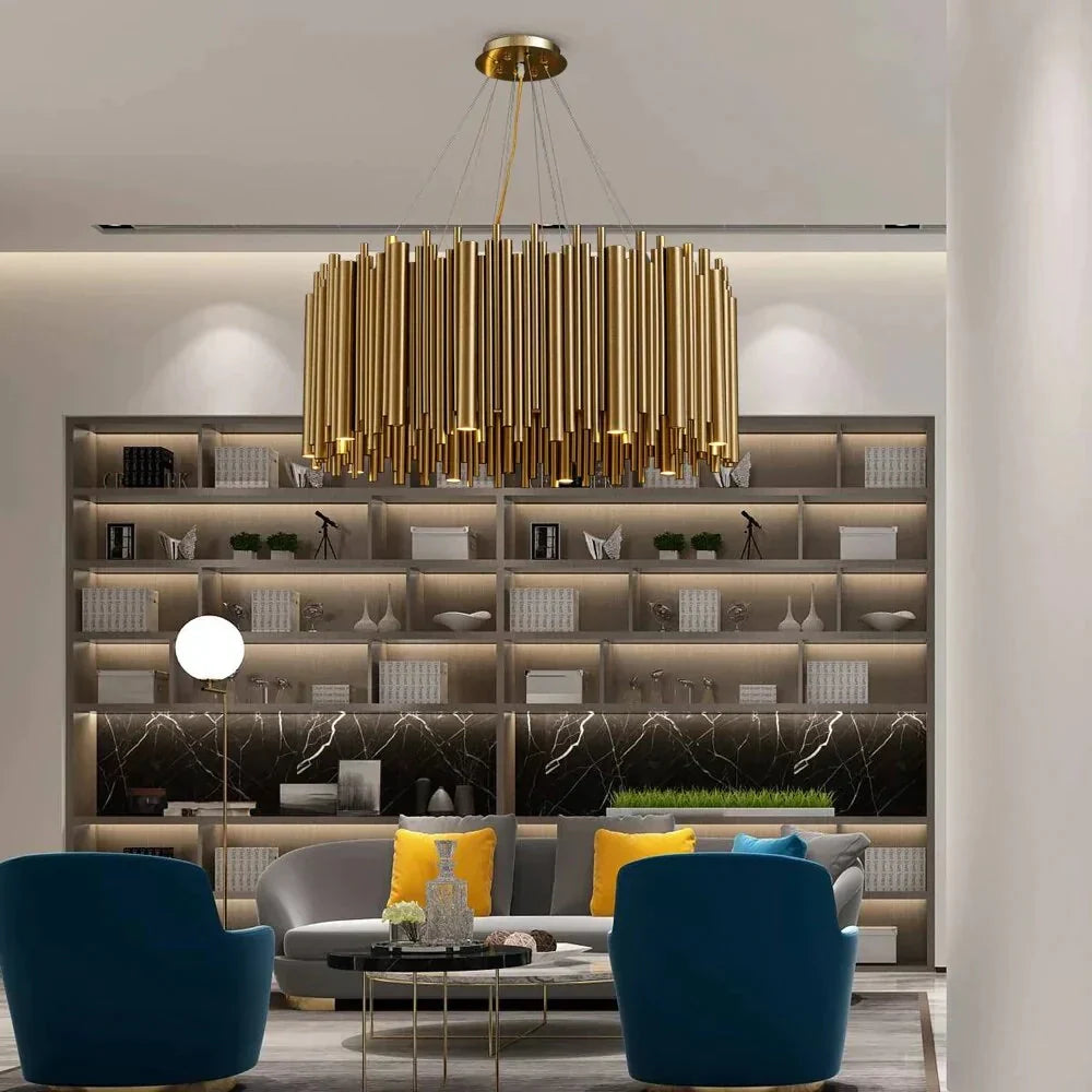 DecorBites™ Maddison - Luxury Modern Round Gold Chandelier For Living Room