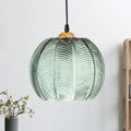 DecorBites™ Mara - Green Ribbed Glass Pumpkin Dinette Pendant Lamp