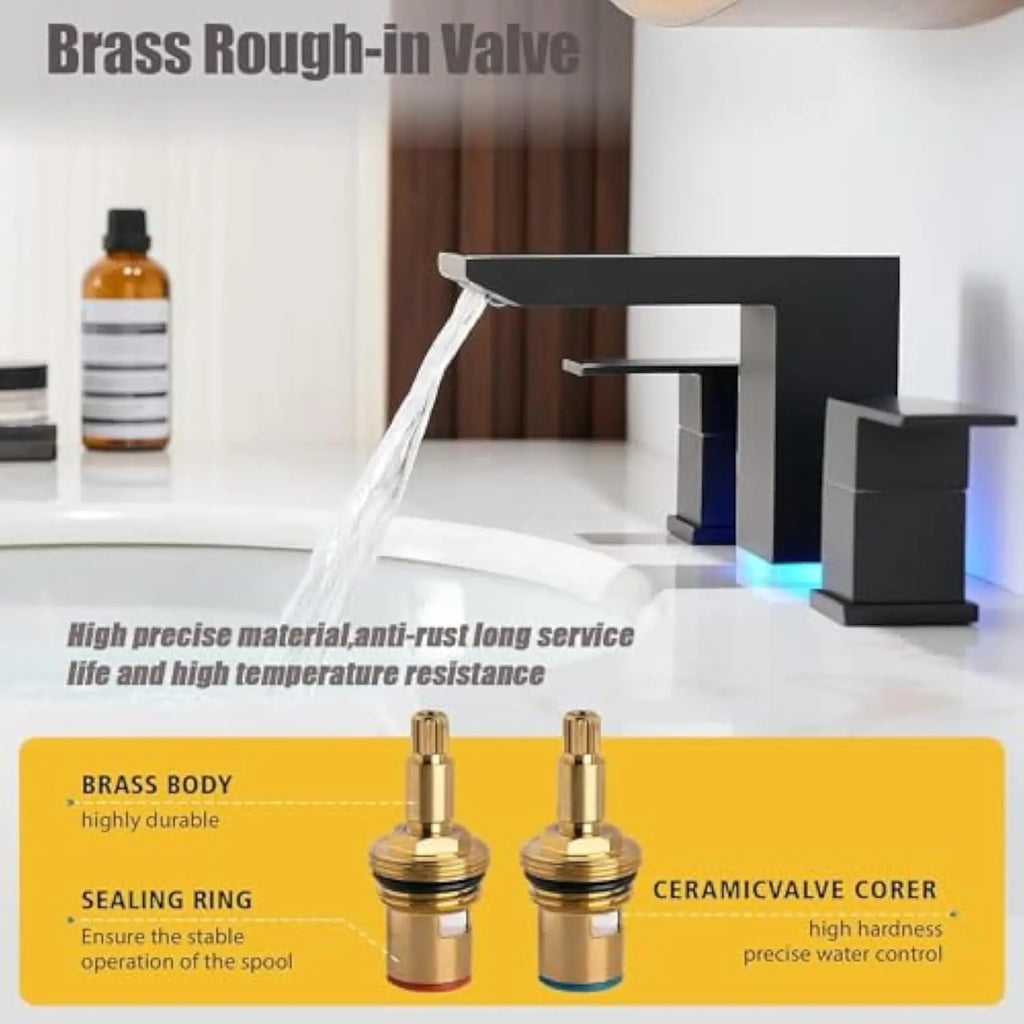 DecorBites™ Matte Black LED Waterfall Bathroom Faucet