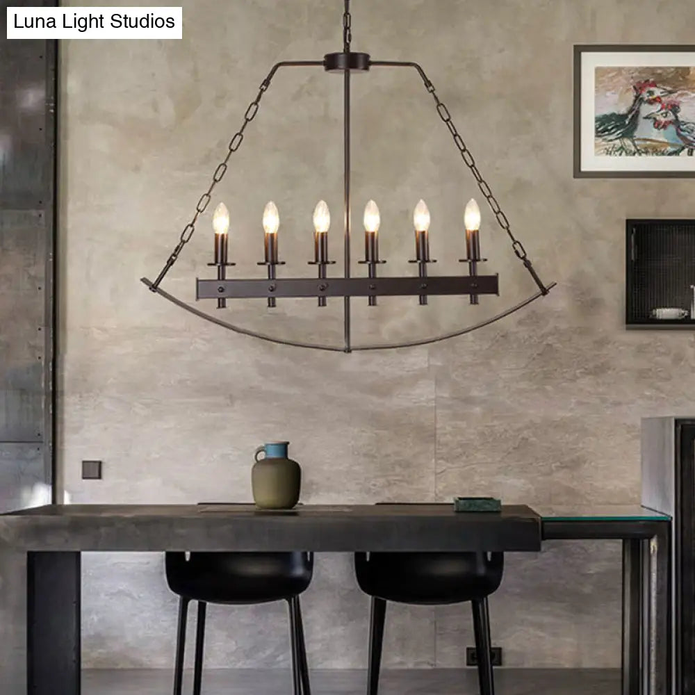 DecorBites™ Metal Black Island Lighting: Exposed Bulb 6-Light Ceiling Pendant for Dining Room - Classical Design