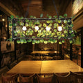 DecorBites™ Metal Island Pendant - Antique Black Rectangle with LED Down Lighting and Plant Decor