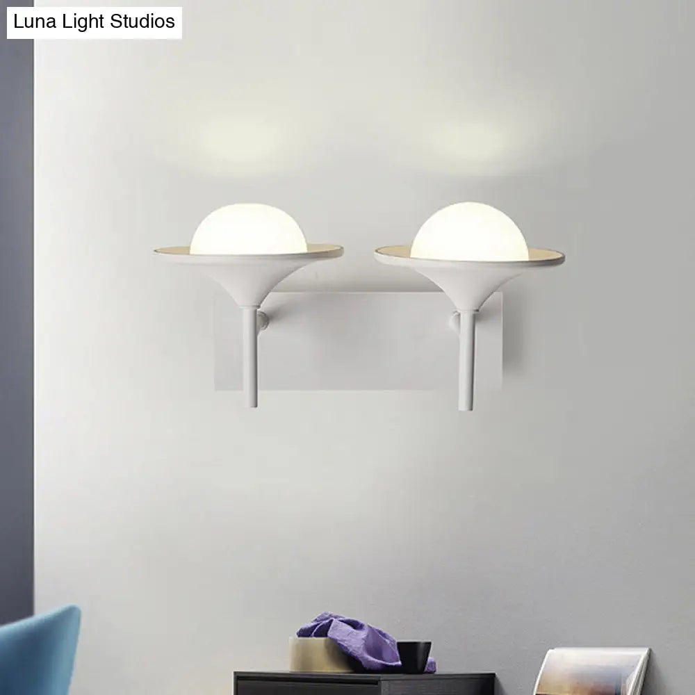 DecorBites™ Metallic Flared Wall Sconce Lamp: Modern 2-Light LED Lighting in White for Bedside