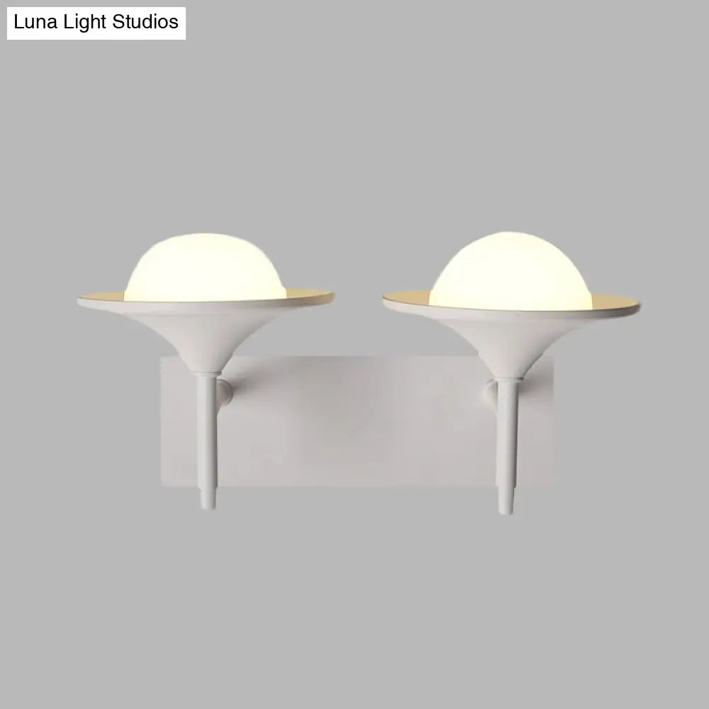 DecorBites™ Metallic Flared Wall Sconce Lamp: Modern 2-Light LED Lighting in White for Bedside