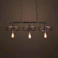 DecorBites™ Metallic Island Pendant Light with Industrial Bare Bulb Design - 3 Lights & Wheel Decor in Bronze