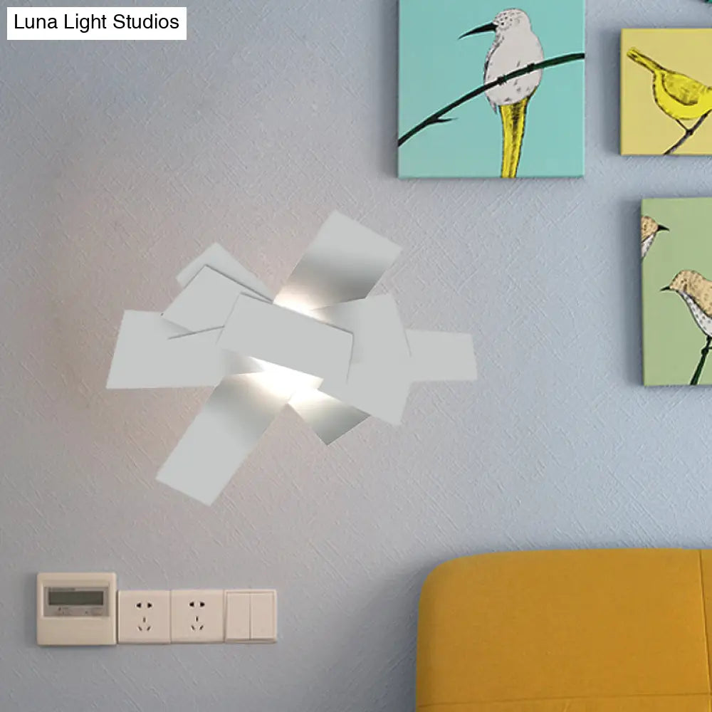 DecorBites™ Metallic Nordic Wall Sconce with Stacked Surface and White Bulb Fixture
