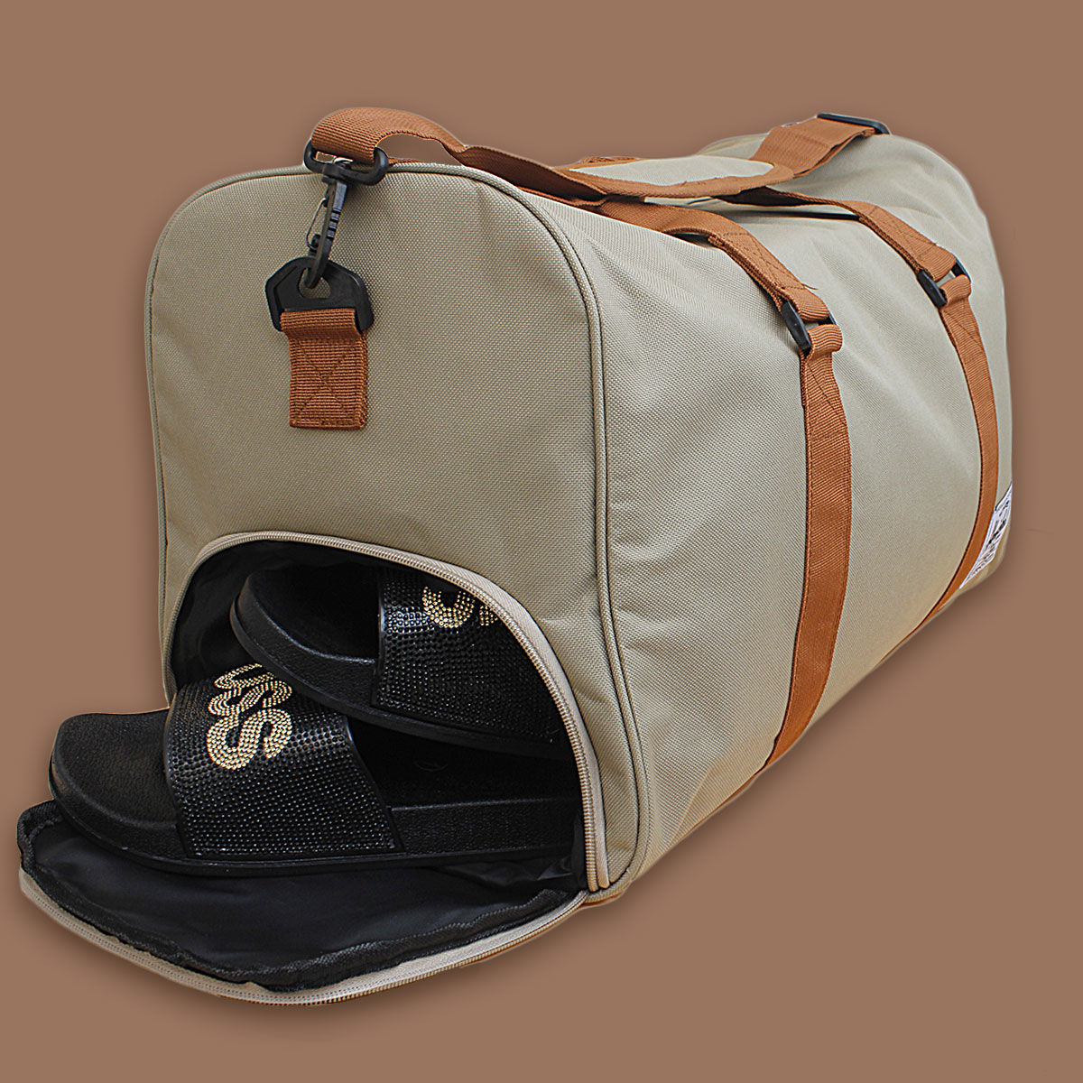 Duffel Travel Bag Light Brown Oxford Stylish Casual Fashion Accessory