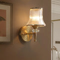 DecorBites™ Mid-Century Crystal Ribbed Wall Mounted Lamp - Brass Flush Wall Sconce for Living Room