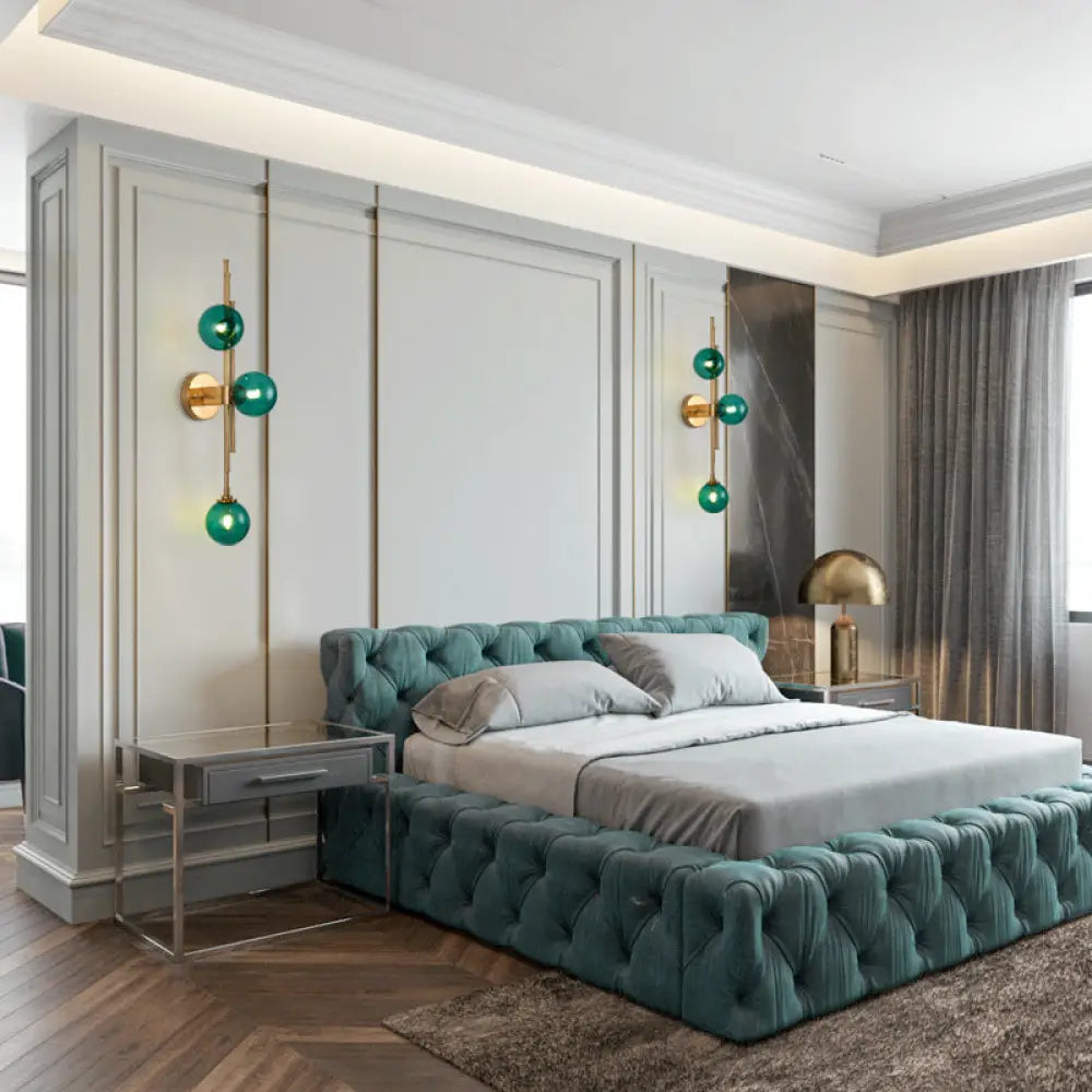 DecorBites™ Mid Century Glass Orb Sconce: 3-Bulb Brass Finish Wall Lamp for Living Room