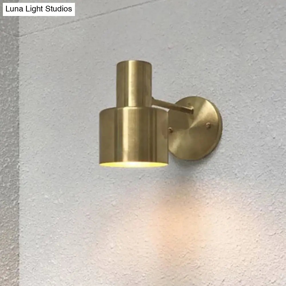 DecorBites™ Mid-Century Home Wall Lighting: Gold 1-Head Down Lighting Wall-Mounted Fixture with Mental Cage