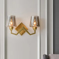 DecorBites™ Mid-Century Wall Lamp with Truncated Cone Shade and Smoke/Clear Glass - Brass Sconce Light Fixture
