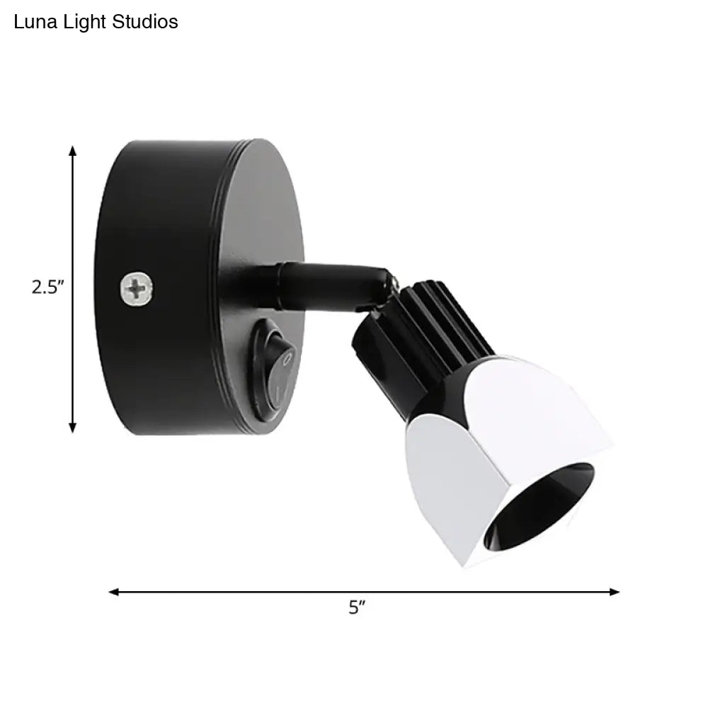 DecorBites™ Mini Aluminum LED Spotlight Wall Lamp - Contemporary Style, Black/White, with/without Switch - White/Warm Lighting