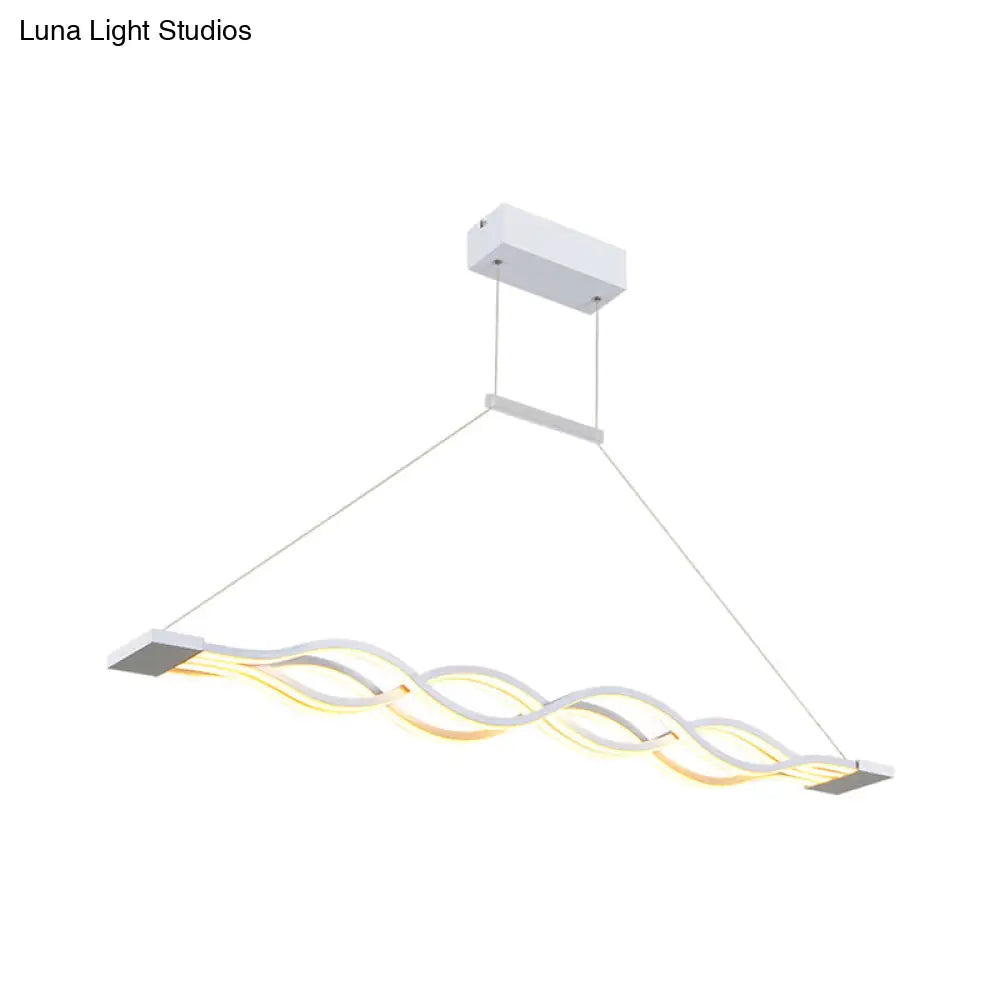 DecorBites™ Minimal 2/4-Light Acrylic LED Island Light Fixture - White Waves Design in Warm/White Light
