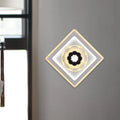 DecorBites™ Minimal Acrylic Rhombus LED Wall Sconce Light with Bloom Pattern (White/Black) for Study Rooms