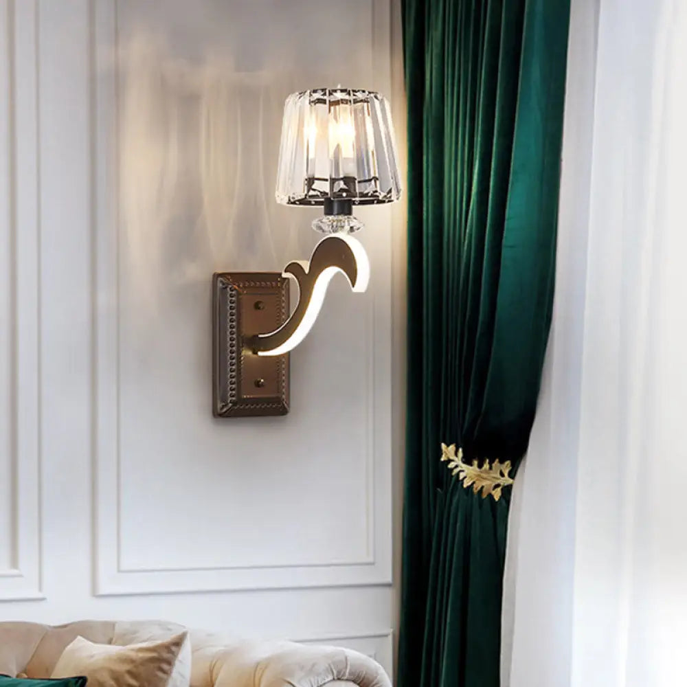 DecorBites™ Minimal Black Crystal Wall Lamp with Cone Shade and Wall Mount for Bedroom