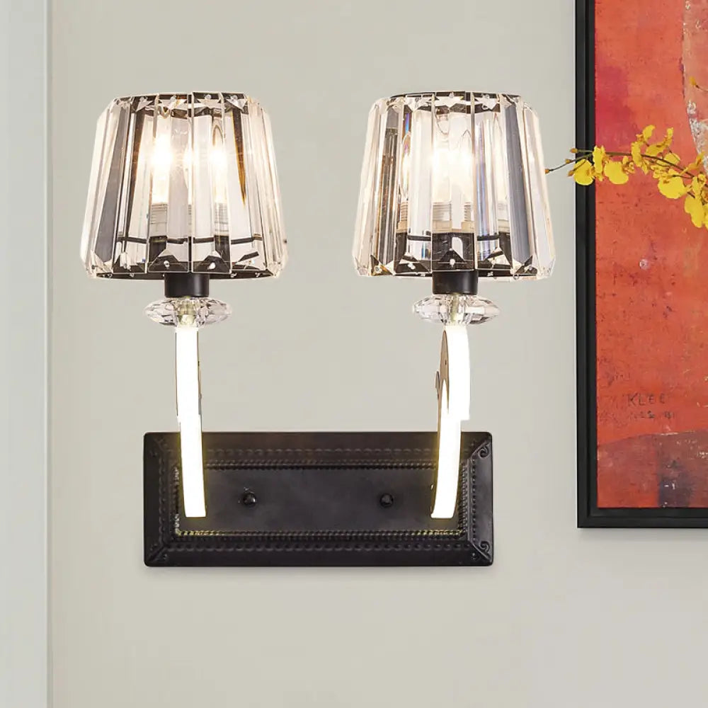 DecorBites™ Minimal Black Crystal Wall Lamp with Cone Shade and Wall Mount for Bedroom