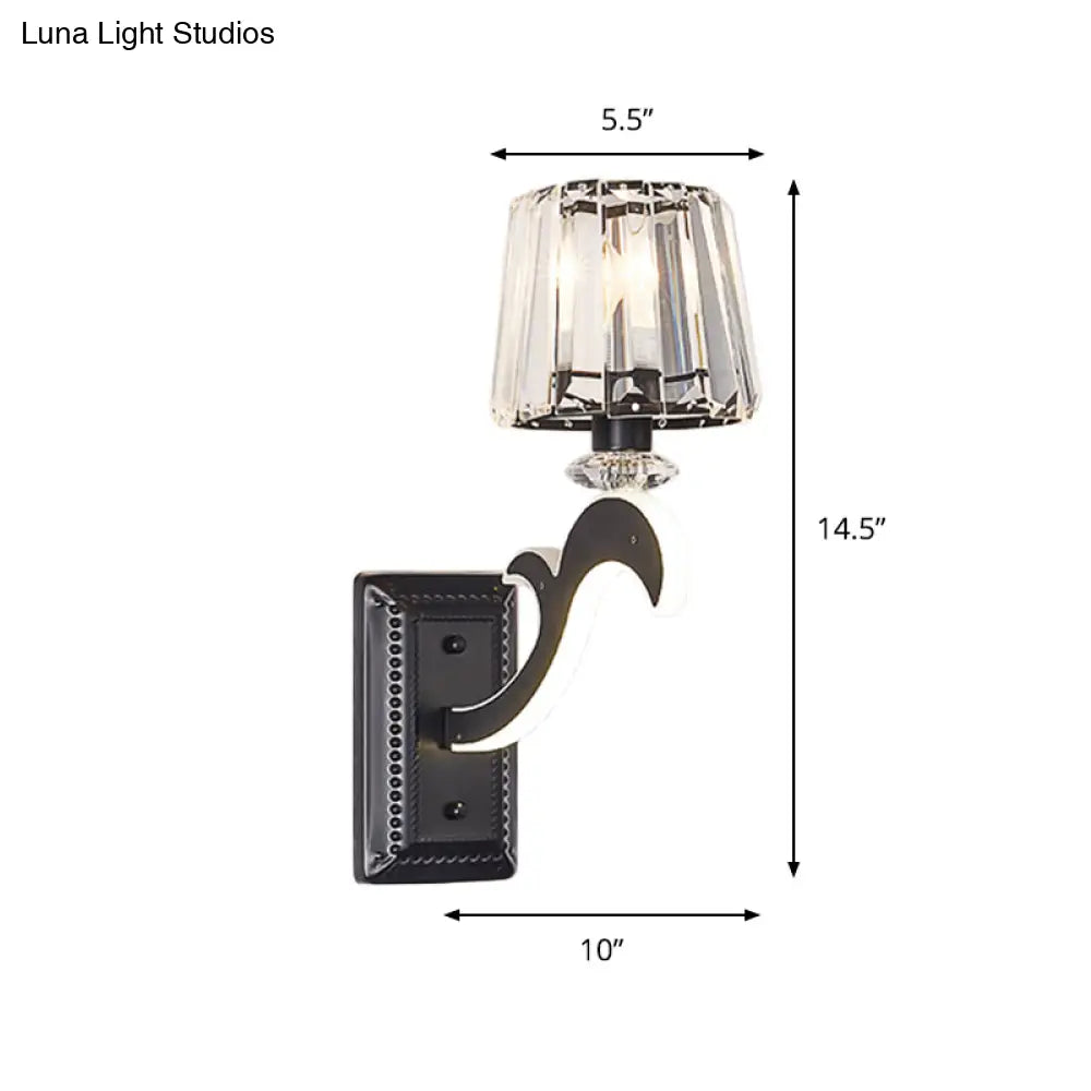 DecorBites™ Minimal Black Crystal Wall Lamp with Cone Shade and Wall Mount for Bedroom