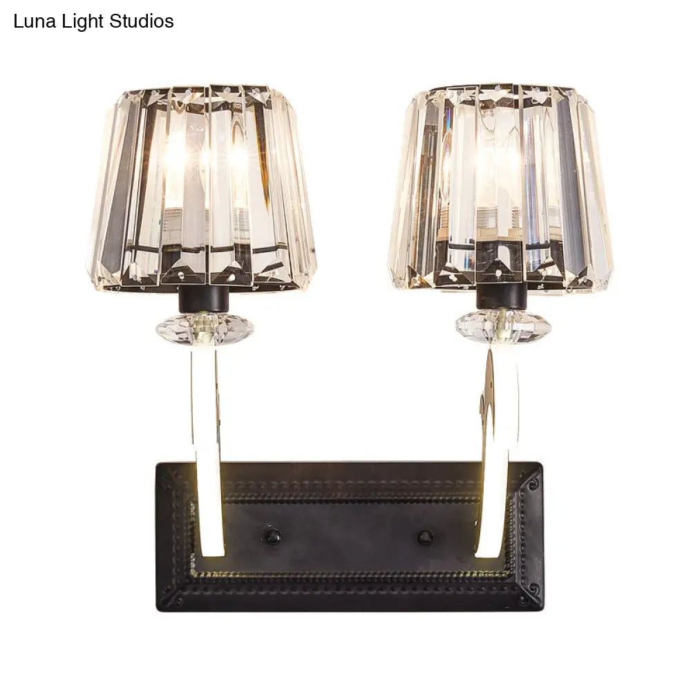 DecorBites™ Minimal Black Crystal Wall Lamp with Cone Shade and Wall Mount for Bedroom