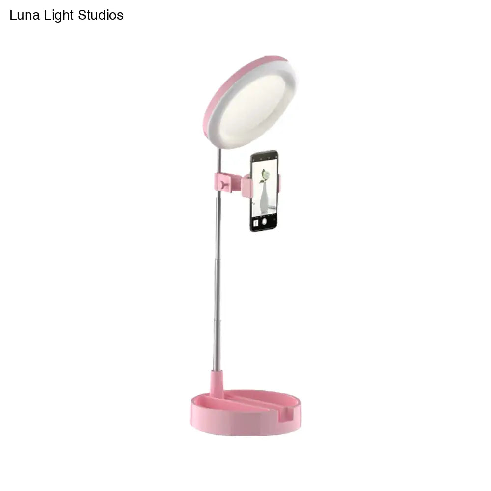 DecorBites™ Minimal LED Makeup Lighting Mobile Phone Holder with USB Fill Flush Lamp in Black/White/Pink