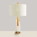 DecorBites™ Minimalist 1-Head Fabric Bedside Lamp with Mica Base in White - Drum Table Lighting