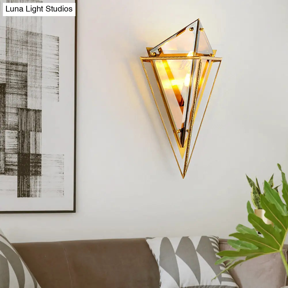 DecorBites™ Minimalist 2-Bulb Crystal Sconce in Amber/Smoke Gray for Living Room - Diamond Wall Light Fixture