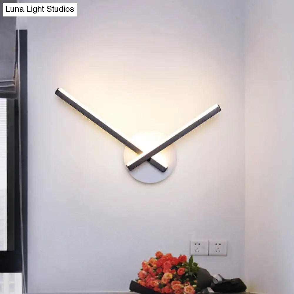 DecorBites™ Minimalist Acrylic Cross LED Wall Sconce in Black/White for Bedside Lighting - Warm/White Ambiance