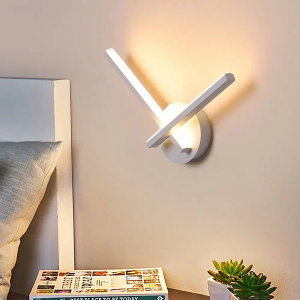 DecorBites™ Minimalist Acrylic Cross LED Wall Sconce in Black/White for Bedside Lighting - Warm/White Ambiance