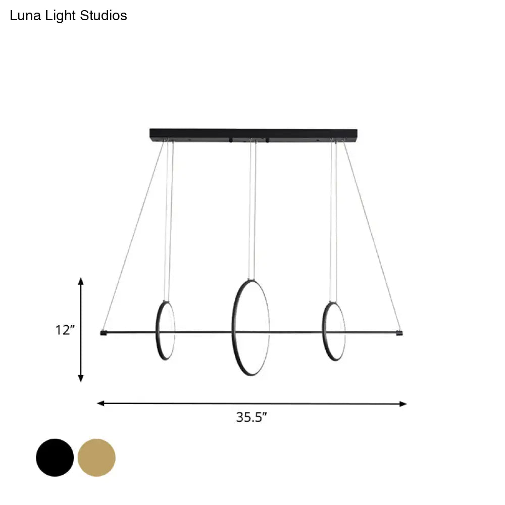 DecorBites™ Minimalist Acrylic LED Pendant Lamp in Black/Gold, Warm/White Light - 35.5"/43" Width
