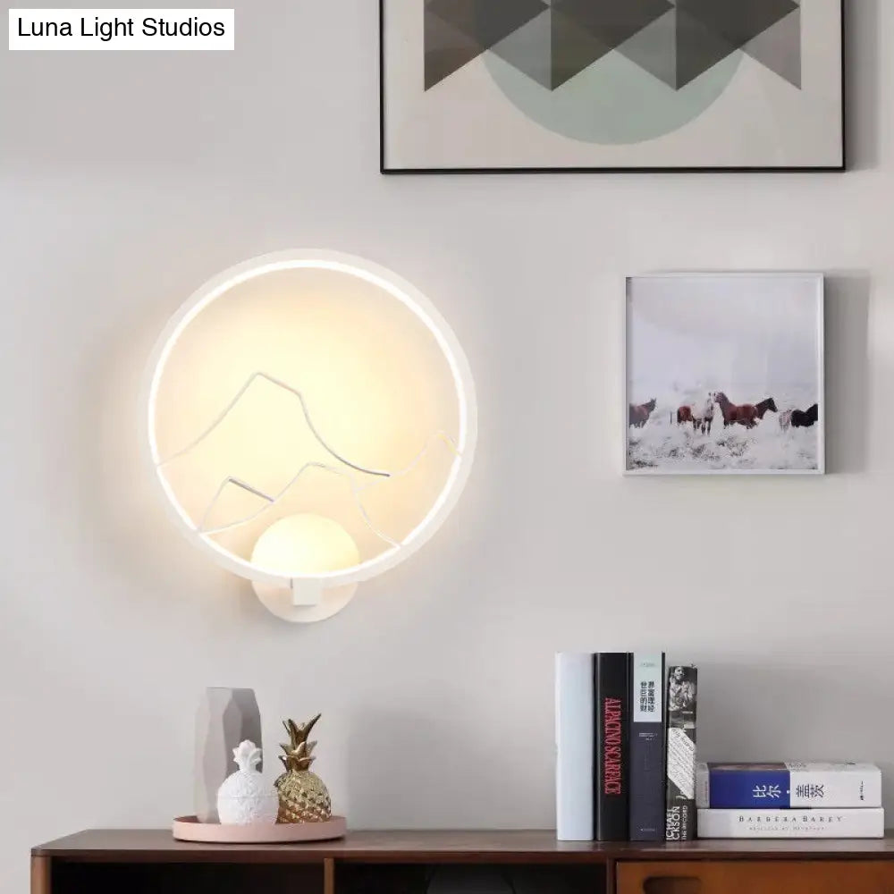 DecorBites™ Minimalist Acrylic Ring Wall Lamp with LED, White/Black Mountain Shade