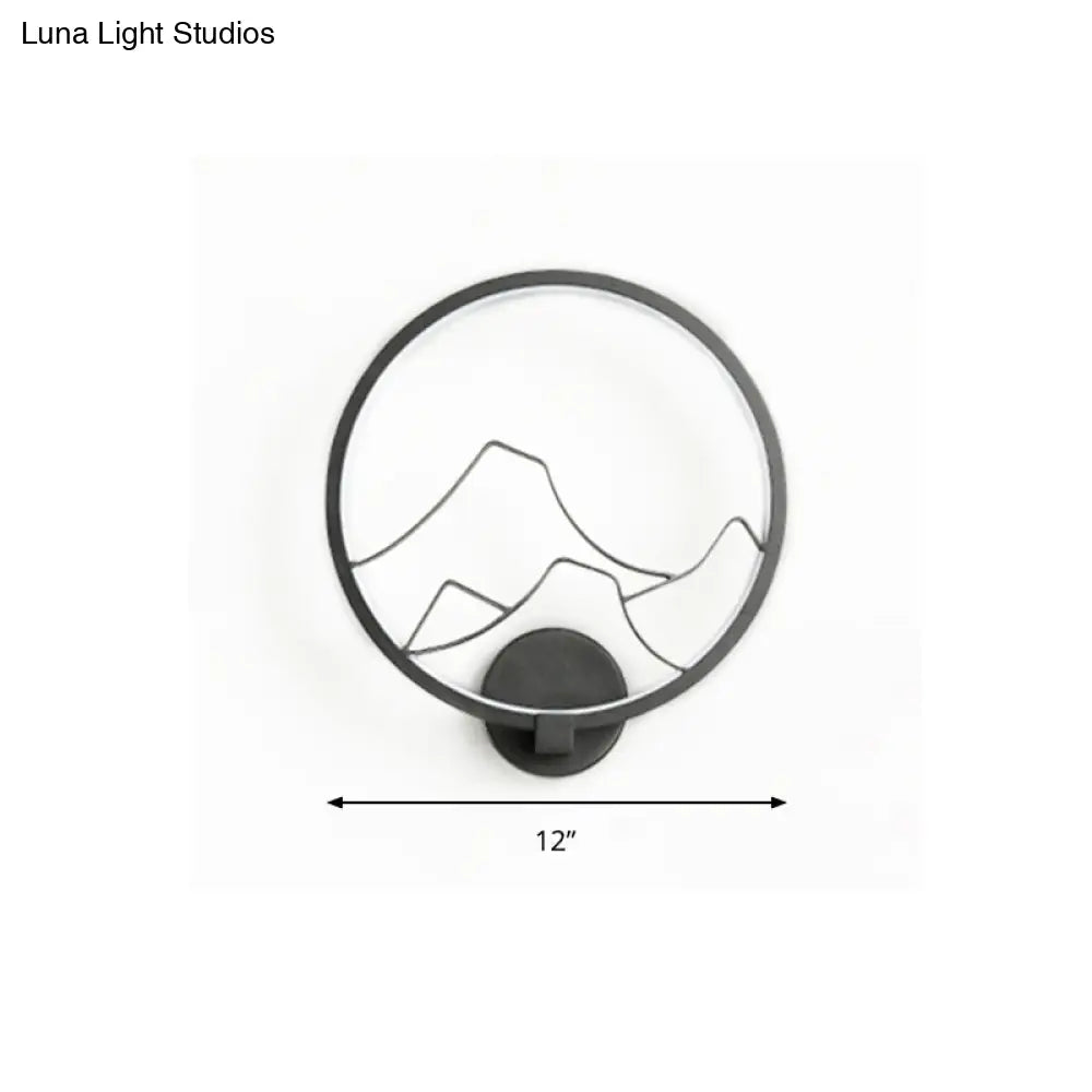 DecorBites™ Minimalist Acrylic Ring Wall Lamp with LED, White/Black Mountain Shade