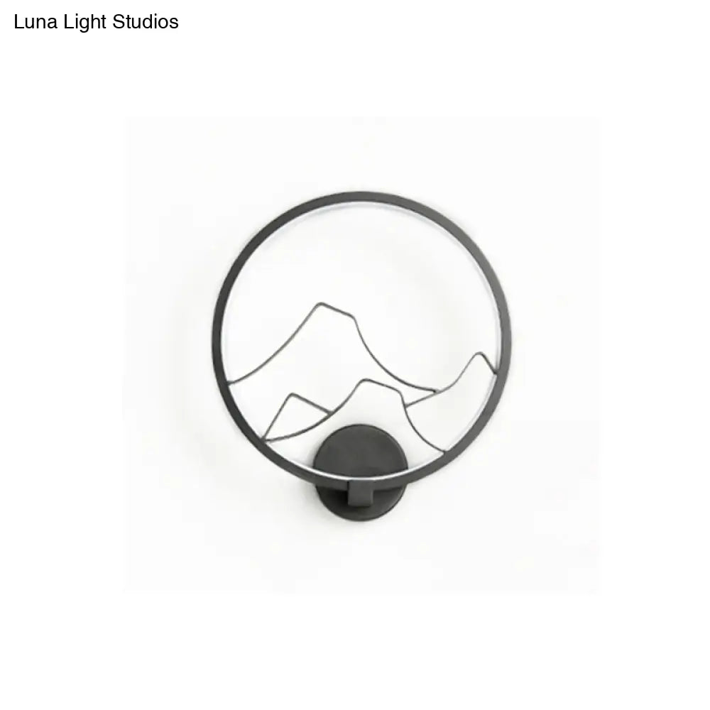 DecorBites™ Minimalist Acrylic Ring Wall Lamp with LED, White/Black Mountain Shade