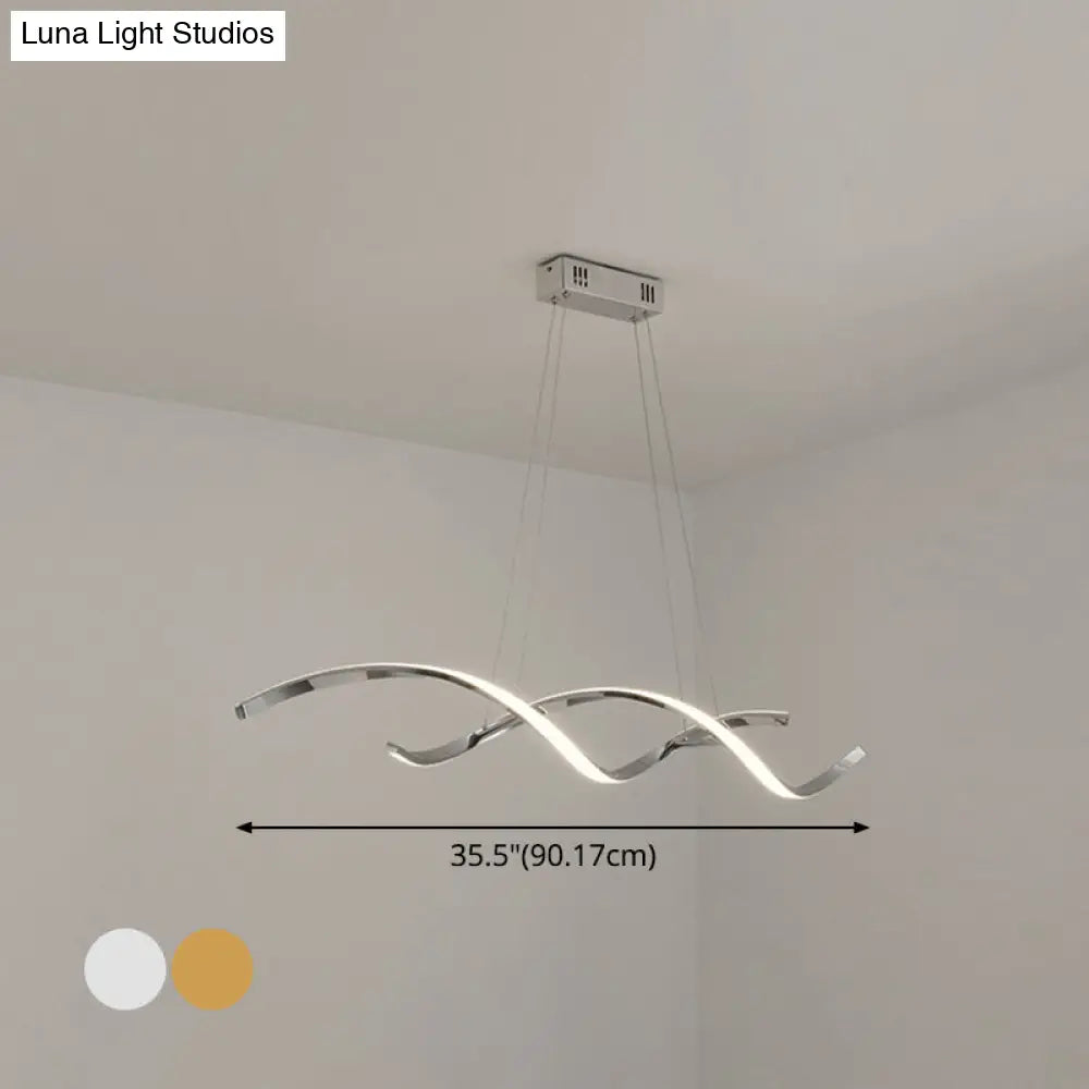 DecorBites™ Minimalist Aluminum Wave Shaped Pendant Light - Adjustable Cord, LED Island Lighting