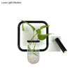 DecorBites™ Minimalist Black Plant Pot Wall Sconce with LED Bedside Wall Mount Light in Warm/White Light