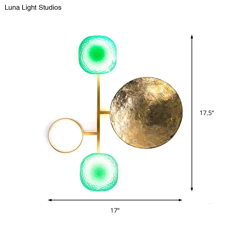 DecorBites™ Minimalist Brass Orbit Wall Sconce - 10"/12.5"/17" Wide Light Fixture with White Light